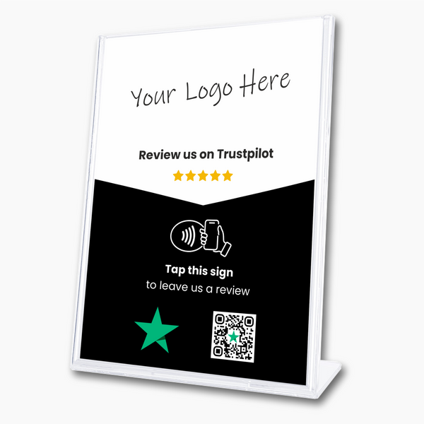 Trustpilot Review Stand - Custom Logo - Tap or Scan