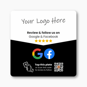 Google & Facebook Review & Follow Plate - Custom Logo - 224 DIGITAL