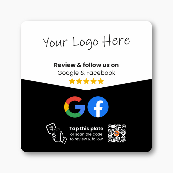 Google & Facebook Review & Follow Plate - Custom Logo - 224 DIGITAL