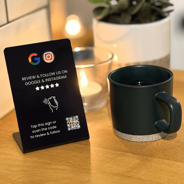 Google & Instagram Tap to Review Cafe Stand - 224 DIGITAL