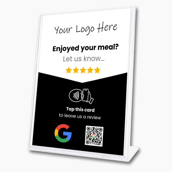 Google Restaurant Review Card & A6 Sign Bundle - Custom Branded - Tap and Scan - 224 DIGITAL