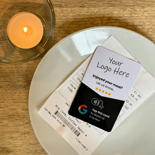 Google Restaurant Review Card & A6 Sign Bundle - Custom Branded - Tap and Scan - 224 DIGITAL