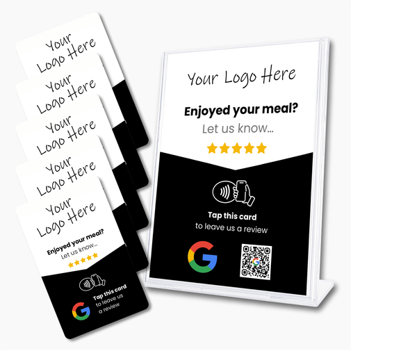 Google Restaurant Review Card & A6 Sign Bundle - Custom Branded - Tap and Scan - 224 DIGITAL