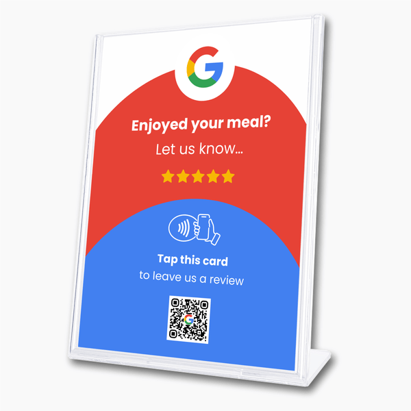 Google Restaurant Review Card & A6 Sign Bundle - Tap and Scan - 224 DIGITAL